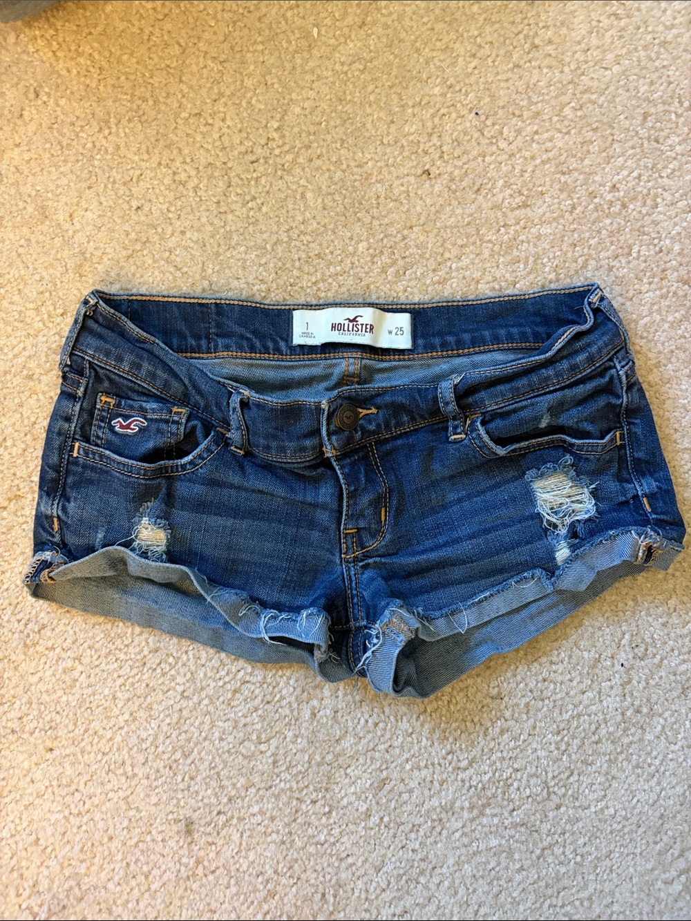 Hollister Women's Blue Distressed Denim Cutoff Shorts